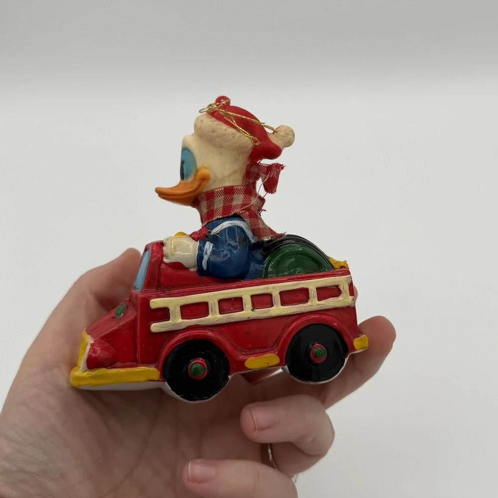 3 Disney Mickey Donald Christmas Ornaments Train Fire Truck‎ Holiday Vintage